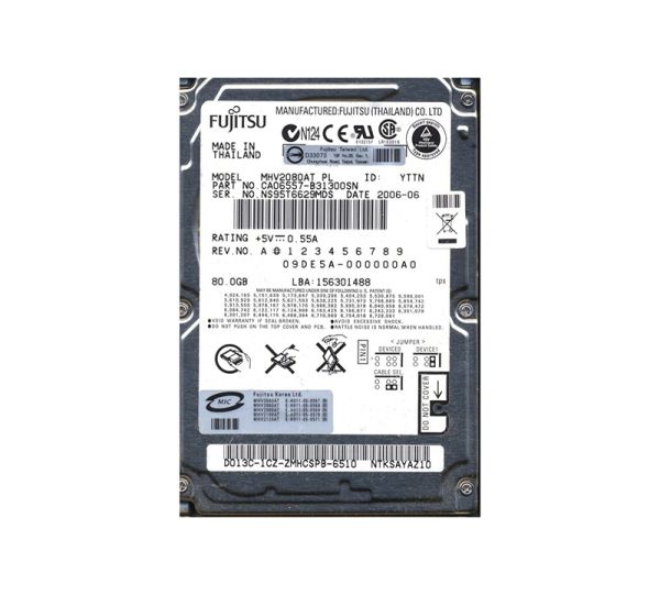 CA06557-B31300SN Fujitsu Mobile 80GB 4200RPM ATA-100 8MB Cache 2.5-inch Hard Drive