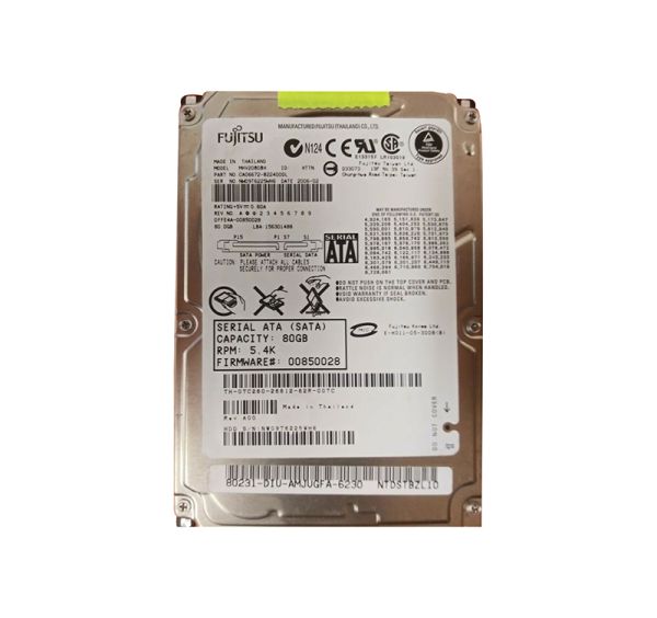 CA06672-B22400DL Fujitsu Mobile 80GB 5400RPM SATA 1.5GB/s 8MB Cache 2.5-inch Hard Drive