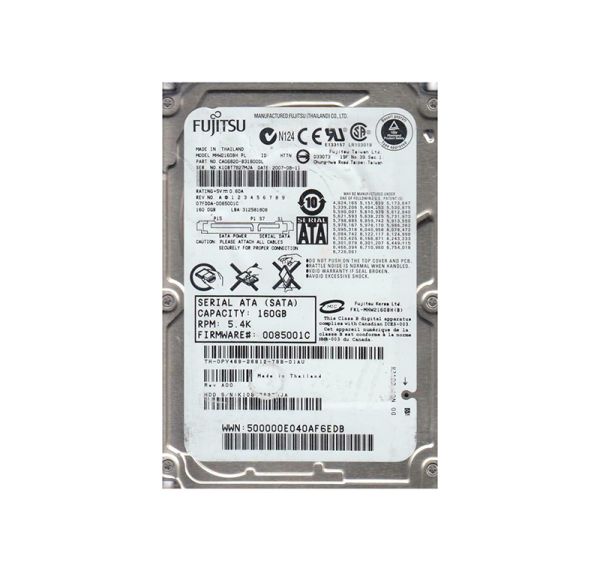 CA06820-B31800DL Fujitsu Mobile 160GB 5400RPM SATA 1.5GB/s 8MB Cache 2.5-inch Hard Drive