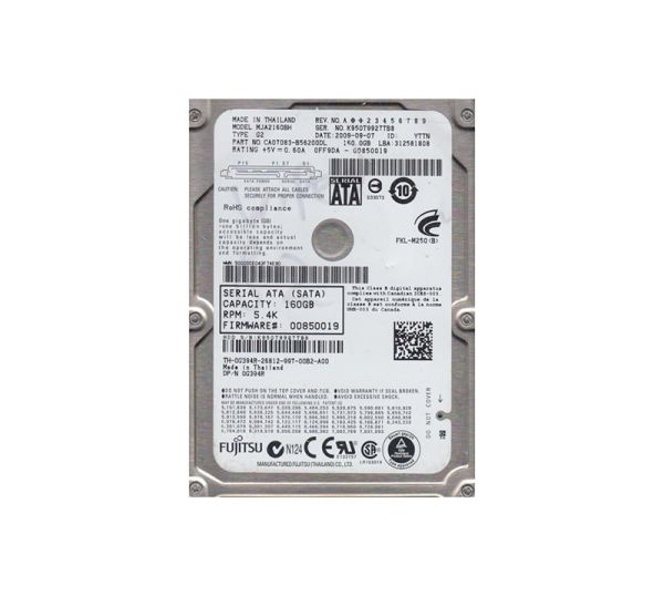 CA07083-B56200DL Fujitsu Mobile 160GB 5400RPM SATA 3GB/s 8MB Cache 2.5-inch Hard Drive