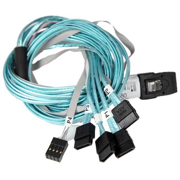 CBL-0294L-01 Supermicro MiniSAS to 4 SATA Reverse Breakout Crossover Cable