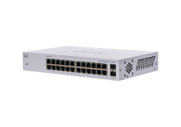 CBS110-24T Cisco Business 110 Series 110 24 x Ports 10/100/1000Base-T + 2 x Shared SFP Layer 2 Unmanaged Gigabit Ethernet Switch