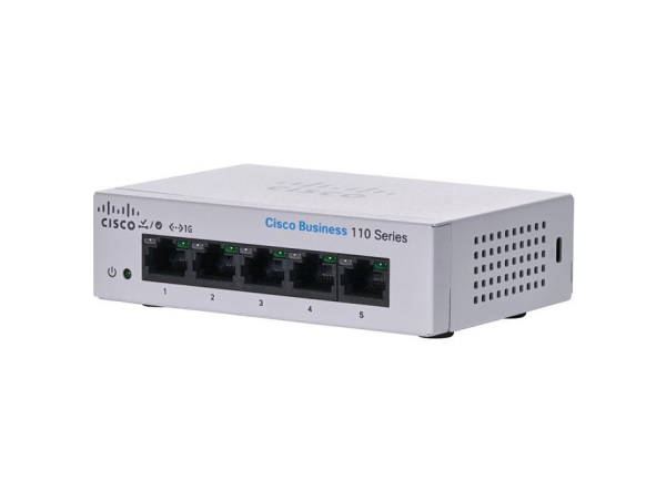 CBS110-5T-D Cisco Business 110 Series 5 x Ports 10/100/1000Base-T Unmanaged Rack-Mountable Gigabit Ethernet Switch