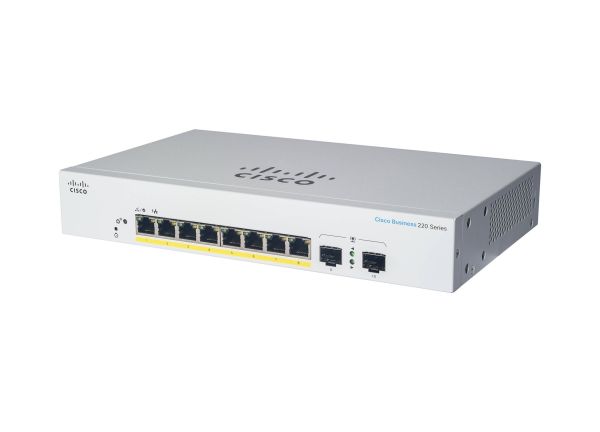 CBS220-8T-E-2G Cisco Business 220 Series 8 x Ports 10/100/1000Base-T + 2 x SFP Layer 2 Managed Gigabit Ethernet Switch