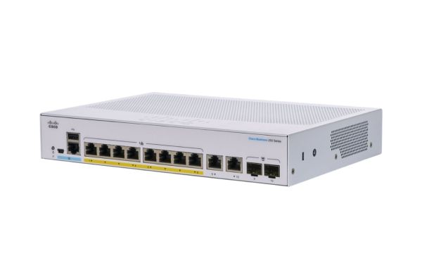 CBS250-8PP-E-2G Cisco Business 250 Series 8 x Ports PoE+ 1000Base-T + 2 x Ports Combo SFP 1U Rack-mountable Layer 3 Managed Smart Switch