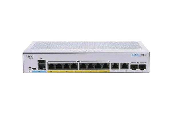 CBS350-8FP-2G-NA Cisco Business PoE+ 8 x Ports 10/100/1000Base-T + 2 x SFP (mini-GBIC) Layer 2 Managed Gigabit Ethernet Network Switch