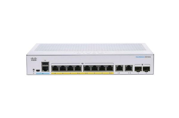 CBS350-8P-2G-NA Cisco Business PoE+ 8 x Ports 10/100/1000Base-T + 2 x SFP (mini-GBIC) Layer 2 Managed Gigabit Ethernet Network Switch