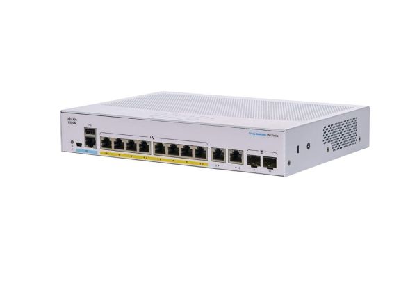CBS350-8P-2G Cisco Business 350 Series 8 x Ports PoE+ 1000Base-T + 2 x Ports Combo SFP 1U Rack-mountable Layer 3 Managed Gigabit Ethernet Network Switch