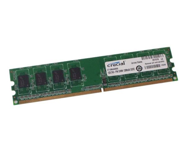 CT12864AA800.M8VFH Crucial Technology 1GB DDR2-800MHz PC2-6400 non-ECC Unbuffered CL6 240-Pin DIMM 1.8V Memory Module
