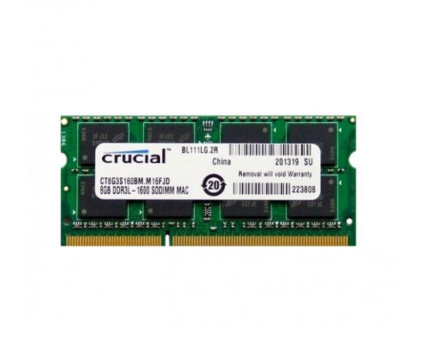 CT8G3S160BM Crucial Technology 8GB DDR3-1600MHz PC3-12800 non-ECC Unbuffered CL11 204-Pin SoDimm 1.35V Low Voltage Memory Module