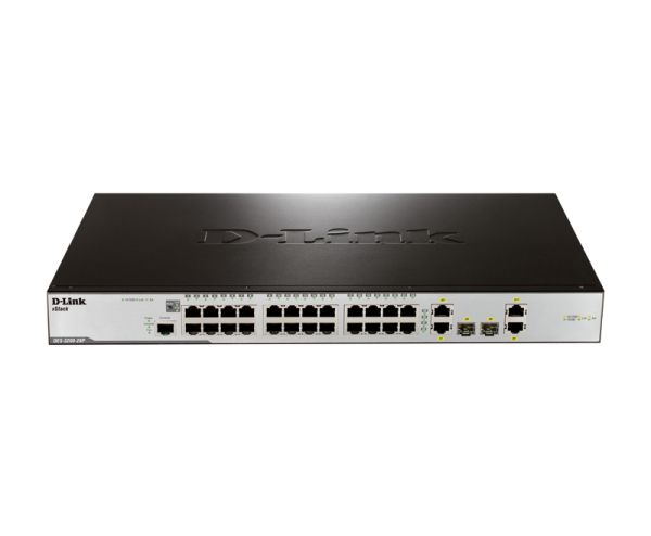 DES-3200-28P D-Link xStack 28-Ports PoE Managed Fast Ethernet Switch 24 Ethernet Ports and 4 Combo Gigabit SFP Ports