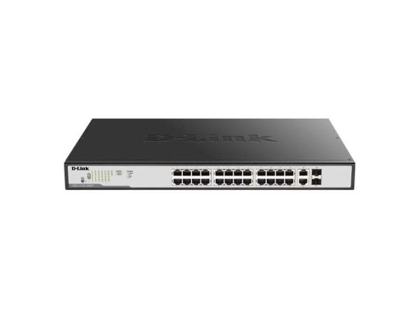 DGS-1100-26MP D-Link 24-Port 10/100/1000 (PoE+) Unmanaged Gigabit Ethernet Switch with 2 Combo Gigabit SFP Ports