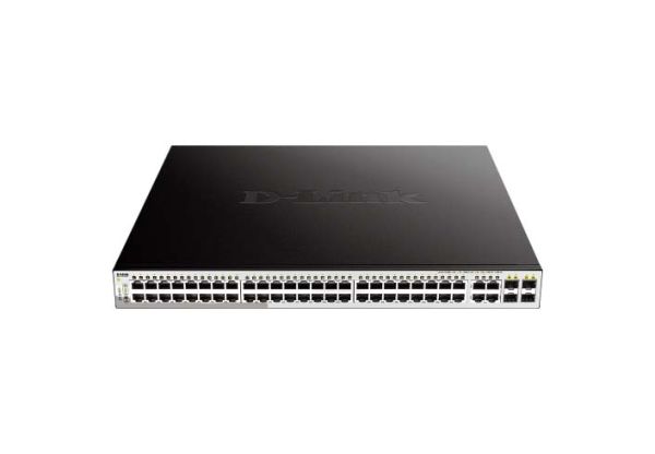DGS-1210-52MP D-Link Ethernet Switch 48 Network 4 Expansion Slot Manageable Twisted Pair Optical Fiber 2 Layer Supported 1U High Desktop Rack-mount