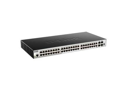 DGS-1510-52X D-Link 44.2W 48-Port 10/100/1000Base-T Layer-3 Managed Gigabit Ethernet Switch with 4 10-Gigabit SFP+ Ports Rack-Mountable