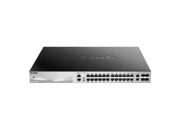 DGS-3130-30PS/SI D-Link 24 x Ports PoE 1GBase-T + 2 x Ports 10GbE RJ-45 + 4 x Ports SFP+ Layer 3 Managed 1U Rack-Mountable Stackable Gigabit Ethernet Network Switch