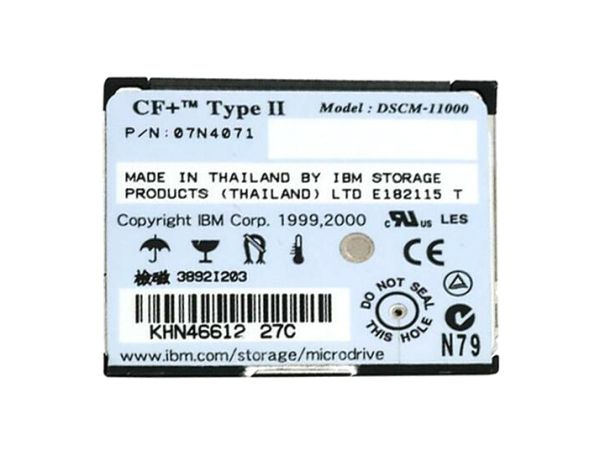 DSCM-11000 Hitachi Microdrive 1GB 3600RPM CompactFlash+ Type II 1-inch Hard Disk Drive