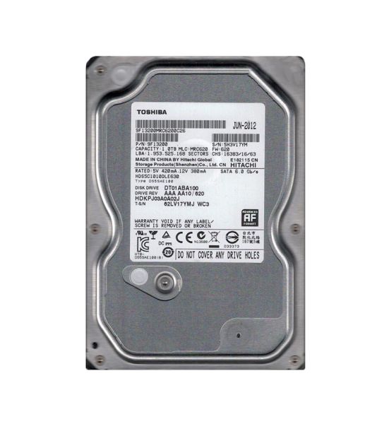 DT01ABA100 Toshiba 1TB 5700RPM SATA 6GB/s 32MB Cache 3.5-inch Hard Disk Drive