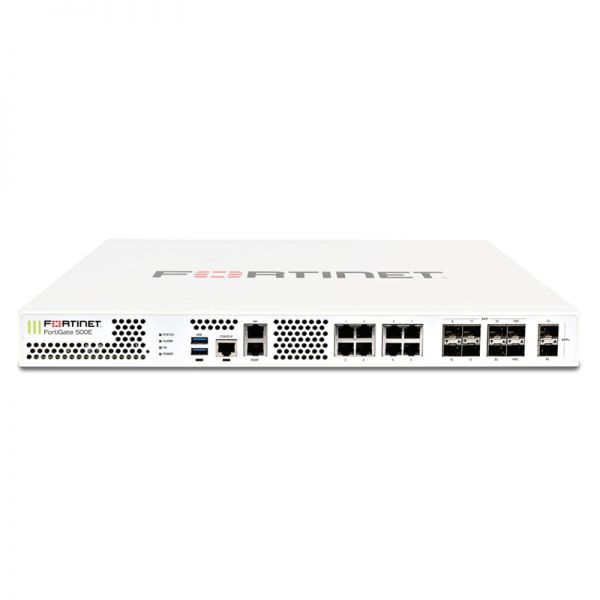 FG-500E Fortinet 2 x 10GE SFP+ slots, 10 x GE RJ45 ports (including 1 x MGMT port, 1 X HA port, 8 x switch ports), 8 x GE SFP slots, SPU NP6 and CP9 hardware accelerated