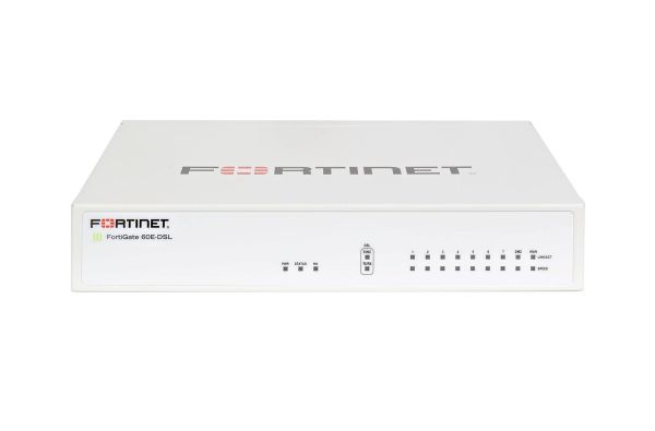 FG-60E-DSL-BDL-811-60 Fortinet FortiGate 60E-DSL 9 x Ports GE RJ-45 + 7 x Ports Internal + 1 x Port WAN + 1 x Port DMZ Managed Network Security/Firewall Appliance with 5Y 24X7 FC and FG