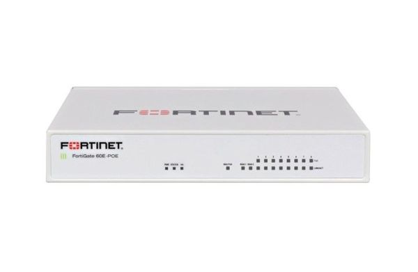 FG-60E-POE-BDL-974-60 Fortinet FortiGate 60E-POE 10 x Ports GE RJ-45 + 8 x Ports PoE/PoE+ + 2 x Ports WAN 1U Managed Network Security/Firewall Appliance with 5Y 24X7 FC