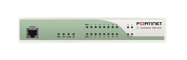 FG-70D-POE-BDL-871-12 Fortinet FortiGate 70D-POE 16-Ports 1000Base-T GbE 14 x RJ-45 Manageable Desktop Wall Mountable Firewall
