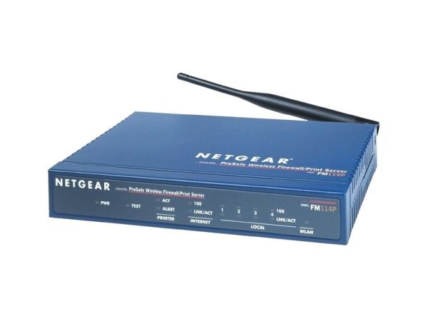 FM114P Netgear ProSAFE FM114P 4 x Ports 10/100Base-TX LAN + 1 x Port RJ-45 WAN 11Mb/s 802.11b 2.4GHz Wireless Firewall Router
