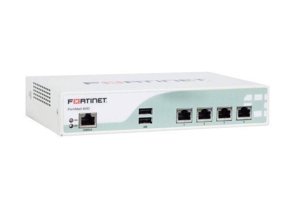 FML-60D-BDL-954-36 Fortinet FortiMail 60D 4-Ports 1000Base-T GbE 4 x RJ-45 Manageable Desktop Firewall