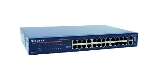 FS728TP-100NAS Netgear 24-Port 10/100 (PoE) Managed Stackable Fast Ethernet Switch with 2 Combo Gigabit SFP Ports & 2 Ethernet Ports Rack-Mountable