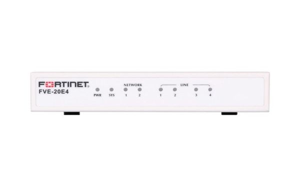FVE-20E4-BDL-311-36 Fortinet FVE-20E4 + 2 x 10/100 ports + 4 x FXO 8GB storage 20 Extensions 4 VoIP trunks H/W+ 3Y Gateway