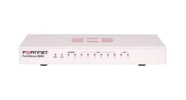 FVE-50E6-BDL-247-36 Fortinet FortiVoice-50E6 2x 10/100/1000 ports, 1x 8 GB storage, 50 endpoints, 8 VoIP trunks Phone System