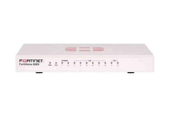 FVE-50E6-BDL-311-12 Fortinet FortiVoice 50E6 10/100/1000Base-T 2 x RJ-45 6 x FXO 2 x FXS Firewall Appliances