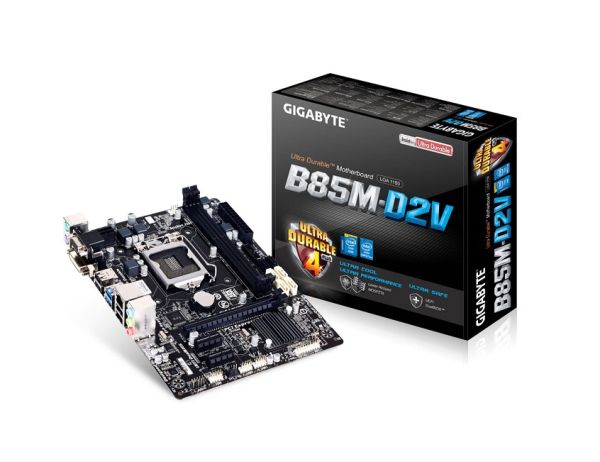 GA-B85M-D2V Gigabyte Socket LGA1151 Intel B85 Express Chipset Micro-ATX System Board (Motherboard) Supports Core i7/i5/i3/Pentium/Celeron DDR3 2x DIMM