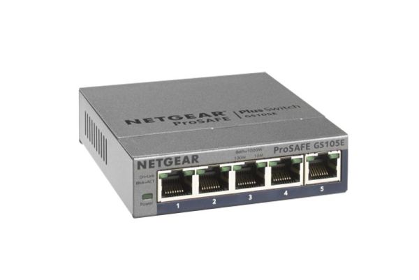 GS105Ev2 Netgear Prosafe GS105E 5 x RJ-45 Ports 10/100/1000Base-T Layer 2 Unmnaged Gigabit Ethernet Network Switch