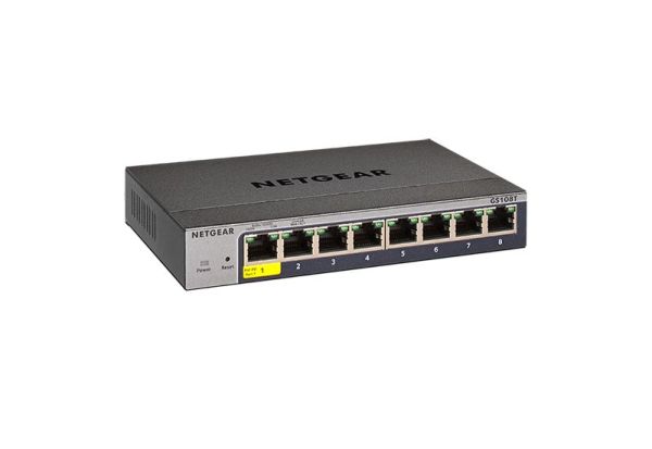 GS108Tv3 Netgear 1 x Ports PoE+ 10/100/1000Base-T + 7 x Ports 1000Base-T Layer 3 Managed Desktop Gigabit Ethernet Network Switch