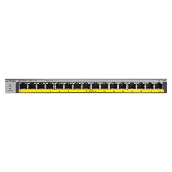 GS116LP Netgear Prosafe GS116LP 16 x RJ-45 Ports PoE+ 10/100/1000Base-T Layer 2 Unmanaged Gigabit Ethernet Network Switch