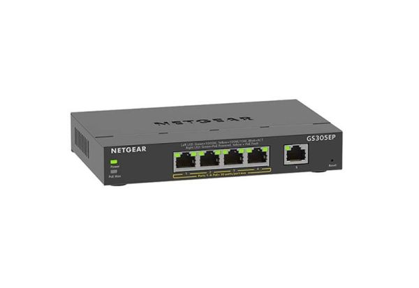 GS305EP Netgear 4 x Ports PoE 10/100/1000Base-T + 1 x Ports 10/100/1000Base-T Layer 3 Managed Desktop Gigabit Ethernet Network Switch