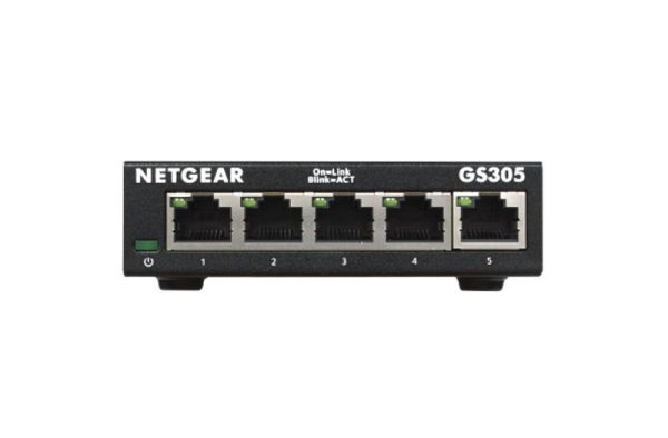 GS305v3 Netgear 300 Series GS305 5 x Ports 10/100/1000Base-T Unmanaged Gigabit Ethernet Network Switch