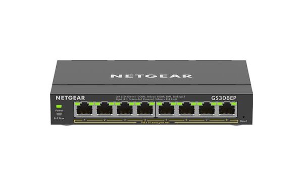 GS308EP Netgear 300 Series 8 x Ports PoE+ 10/100/1000Base-T Layer 2 Managed Desktop Gigabit Ethernet Network Switch