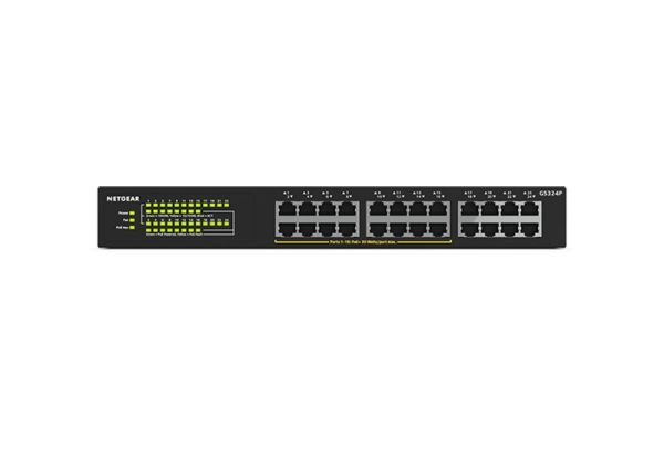 GS324P Netgear Prosafe S350 Series GS324P 16 x RJ-45 Ports PoE+ 10/100/1000Base-T + 8 x RJ-45 Ports Layer 2 Unmananged Gigabit Ethernet Network Switch