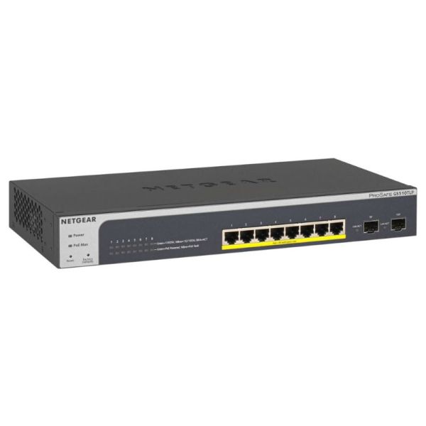 GS510TLP Netgear Prosafe GS510TLP 8 x RJ-45 Ports PoE+ 10/100/1000Base-T + 2 x SFP Ports Mananged Gigabit Ethernet Network Switch
