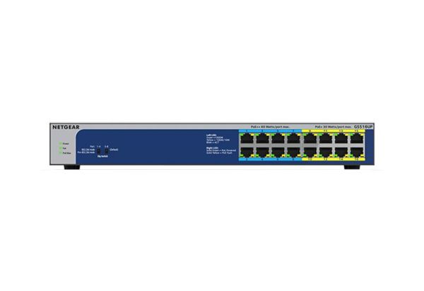 GS516UP Netgear Prosafe JGS500 Series GS516UP 8 x RJ-45 Ports PoE++10/100/1000Base-T + 8 x RJ-45 Ports PoE+ Layer 2 Unmanaged Gigabit Ethernet Network Switch