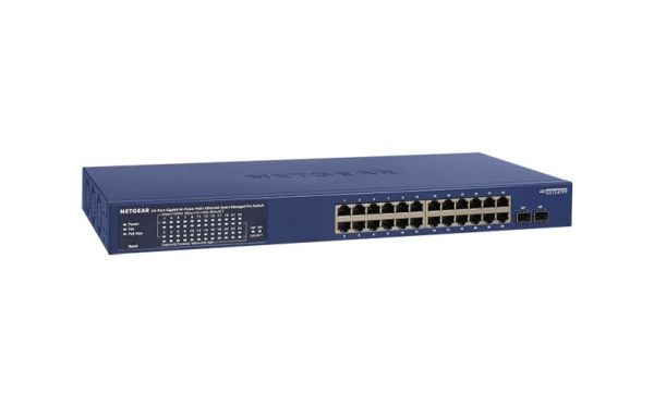 GS724TPP Netgear ProSafe 24 x Ports PoE+ 10/100/1000GBase-T + 2 x SFP Ports Layer 2 Managed 1U Rack-mountable Gigabit Ethernet Network Switch