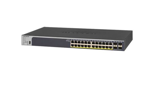 GS728TPPv2 Netgear ProSafe 24 x RJ-45 Ports PoE+ 10/100/1000Base-T + 4 x SFP Ports Layer 3 Managed 1U Rack-mountable Gigabit Ethernet Stackable Smart Network Switch