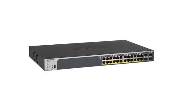 GS728TPv2 Netgear ProSafe 24 x RJ-45 Ports PoE+ 10/100/1000Base-T + 4 x SFP Ports Layer 3 Managed 1U Rack-mountable Gigabit Ethernet Stackable Smart Network Switch
