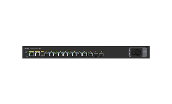 GSM4212UX Netgear M4250 Series M4250-10G2XF-PoE++ 8 x RJ-45 Ports PoE++ 10/100/1000Base-T + 2 x RJ-45 Ports + 2 x SFP+ Ports Layer 3 Managed 1U Rack-mountable Gigabit Ethernet Network Switch