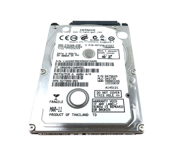 H2T2501672S7 Hitachi Travelstar Z7K320 250GB 7200RPM SATA 3GB/s 16MB Cache 2.5-inch Hard Disk Drive