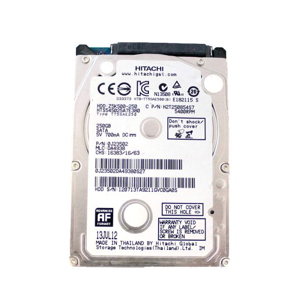 H2T250854S7 Hitachi Travelstar Z5K320 250GB 5400RPM SATA 3GB/s 8MB Cache 2.5-inch Hard Disk Drive