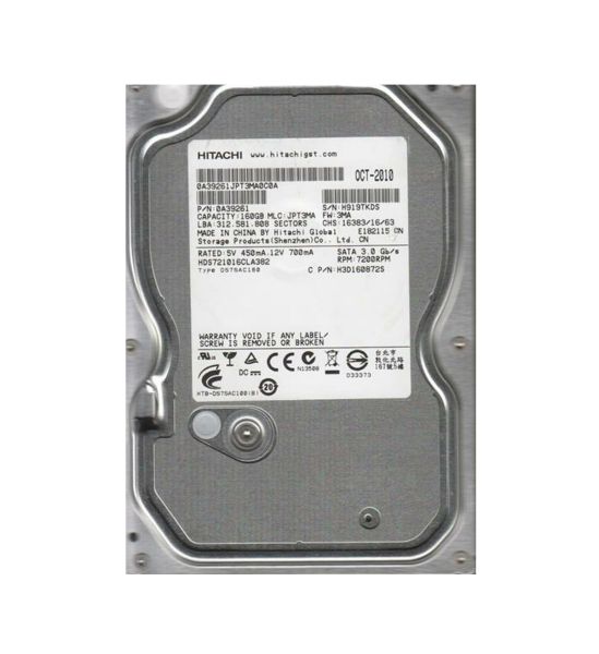H3D160872S Hitachi Deskstar 7K160 80GB 7200RPM SATA 3GB/s 8MB Cache 3.5-inch Hard Disk Drive