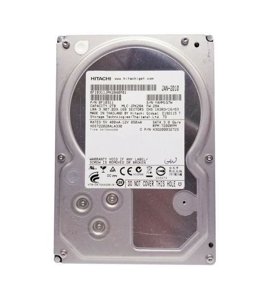 H3D20003272S Hitachi Deskstar 7K2000 2TB 7200RPM SATA 3GB/s 32MB Cache 3.5-inch Hard Disk Drive