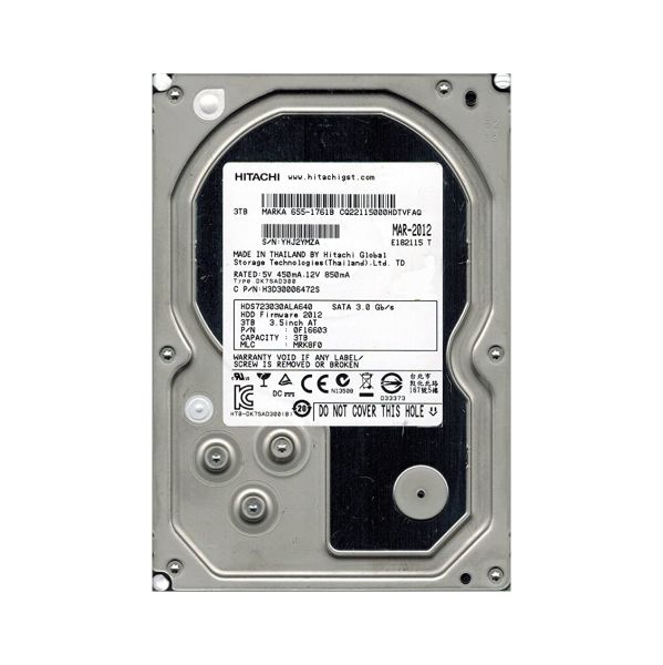 H3D30006472S Hitachi Deskstar 7K3000 3TB 7200RPM SATA 6GB/s 64MB Cache 3.5-inch Hard Disk Drive